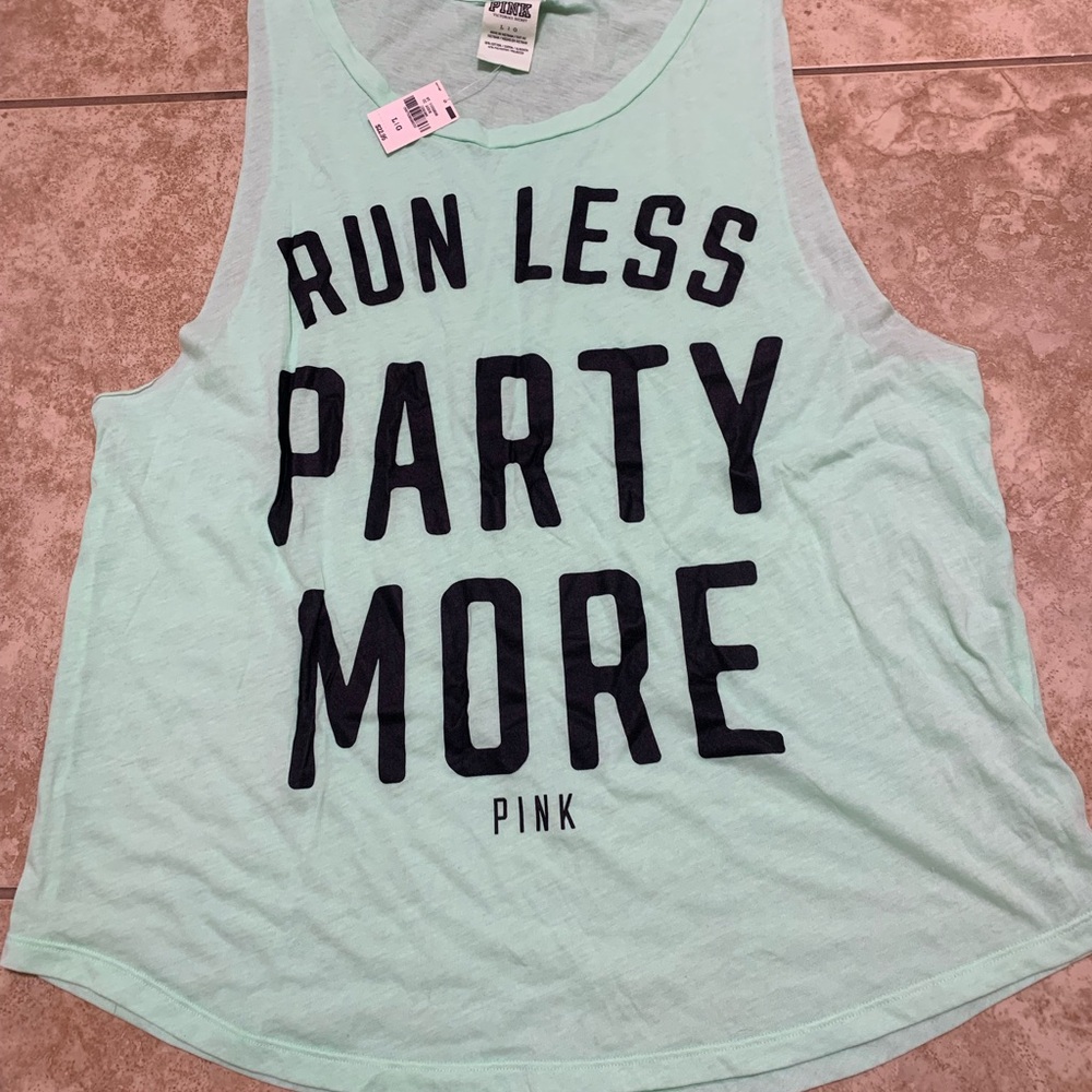 PINK Victoria's Secret Mint Green Graphic Tank orig 22.95